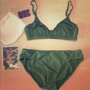 Pansy Organic Cotton Lingerie Bra & Panty Leaf new